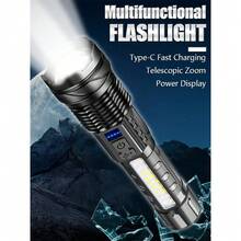 Nueva linterna modelo, de largo alcance para exteriores, con luces de advertencia laterales rojas y azules, linterna de mano LED de alta intensidad - flash - Ver 1