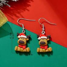 1/2/3 Pairs Christmas Fun Cute Reindeer Shaped Resin Dangle Earrings - Christmas Reindeer Earrings - View 9