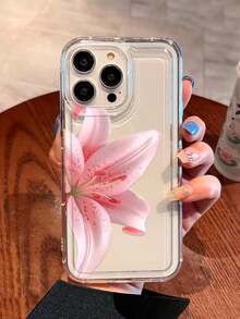 Pink Lily Fashion Transparent Shockproof Phone Case Compatible With Apple 16/14/15/15Pro/15Plus/15ProMax/12Pro/13Pro/14Pro/12ProMax/13ProMax/14ProMax/14Plus/16Pro/16Plus/16ProMax/17/17Pro/17Pro Max Birthday Gift, Vacation Gift - Clear - View 5