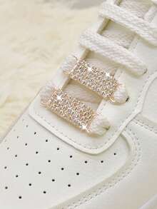 2pcs Elegant Alloy Hollow Shoelace Decor, Sparkling Rhinestones And Faux Pearls, Suitable For Boots And Sneakers - Q - View 4