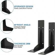 2 Pcs Floating Shelf Brackets L Bracket With Beam - Shelf Brackets Black- Heavy Duty Shelving Brackets For Floating Shelves - Wall Mounted Support For DIY (10/12 In) - View 8