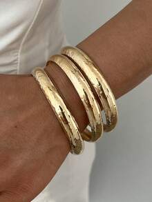 Random 13pcs/9pcs/4pcs/1pc Vintage Elegant Exaggerated Bohemian Style Women's Metal Iron Plate Bracelets, Suitable For Daily Casual, Party And Summer Vacation Travel Wear, Gift - Gold - View 9