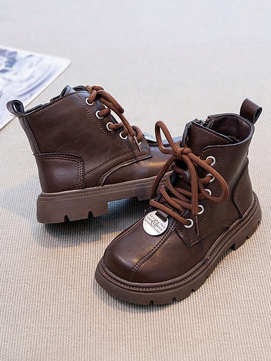 Autumn/Winter Kids' Ankle Boots, Toddler Boys' And Girls' British Style Boots, Non-Slip Soft Sole, Girls' Boots - Brown - View 1