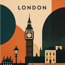 1pc Retro London Poster, Geometric City Landmark Wall Art Print, Unframed Matte Paper Poster For Bedroom Living Room Dorm Decor - 1PC - View 7