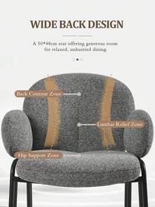 Goeurvant Modern Cloud-Style Wool-Linen Upholstered Dining Chairs With Rounded Arms And Wide-Back Support For Dining Room, Living Room, Office-Set Of 2/Set Of 4/Set Of 6-Dark Grey/Textured Fabric - 深灰色 - 查看 4