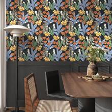 Boho Floral Wallpaper Peel And Stick Vintage Dark Floral Contact Paper Leaf Wallpaper Waterproof Self-Adhesive Wall Covering For Bedroom Countertop Desk Cabinets Decor - 1PC - View 3