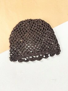1顶女士手工珍珠亮片镂空波西米亚复古流苏针织帽，轻盈透气装饰帽，适合日常佩戴和度假，春夏款 - 鏤空珍珠 - 查看 15