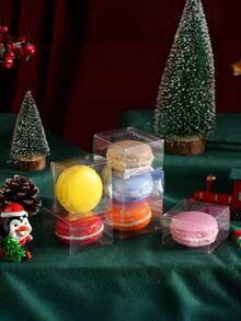 50pcs Clear Macaron Boxes, Candy Boxes, Gift Boxes, Individual Transparent Packaging, Suitable For Mini Candy/Cake/Chocolate Snacks, Halloween, Christmas, Wedding Party, Valentine's Day, New Year - Multicolor - View 3
