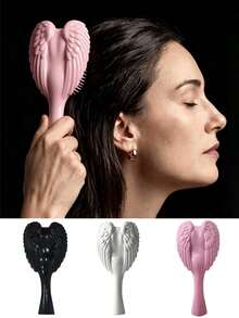 1pc Premium Angel Wings Queen Comb, Angel Wings Cushion Hairbrush, Soft Scalp Care Exfoliating Massage Comb, Dry & Wet Hair Styling Brush, 3 Colors Available For Women's Daily Salon Use - One Size - View 7