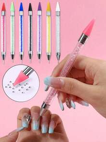 1/2/5PCS Rhinestone Picking Tool Set, Rhinestone Applicator Tools, Self-Adhesive Diamond Pen, Double-Ended Rhinestone Gem Crystal Earring ,For Rhinestone Embellishment ,Crystal Bead Handle Nail Art DIY Decoration Tools - Multicolor - View 9