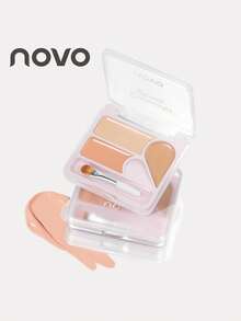 NOVO Multifunctional 3-Color Contour & Concealer Palette, Provides Long-Lasting Seamless Coverage, Moisturizes & Locks Makeup, Suitable For Oily Skin, Prevents Makeup Smudging, The Ultimate Tool For Creating A Natural No-Makeup Look - 02#Natural Color - View 8