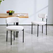 Set da 2 sedie da pranzo, imbottitura in pile, sedie con seduta imbottita, gambe in metallo, bianco crema - Multicolore - Visualizzare 4