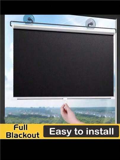Suction Cup Window Blinds, No-Drill Window Sunshade Curtains, High-Density Fabric Blackout UV-Protection Curtains, Suitable For Home Windows And Office Windows Sunshade Insulation Curtains, Car Front Windshield Sunshade