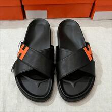 New H-Style Slippers, Couple Slide Sandals, Casual Single-Strap Slides For Outdoor Wear - 黑色 - 查看 1