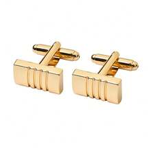 Men's Classic Cufflinks, Silver, Gold And Black Striped Round/Square/Rectangular Design, Suitable For Shirts, Suits And Other Occasions, Elegant Gift For Weddings, Grooms, Business Occasions, Father's Day, And Ideal Choice For School. - Multicolor - View 13