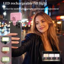 Fill-lights 便攜式迷你夾式自拍補光燈 LED 補光燈，適用於手機、電腦、化妝、Zoom 會議、直播、Vlog、自拍和視訊通話，聖誕裝飾、房間裝飾、家居裝飾、節日禮物，250mAh - 均碼 - 查看 2