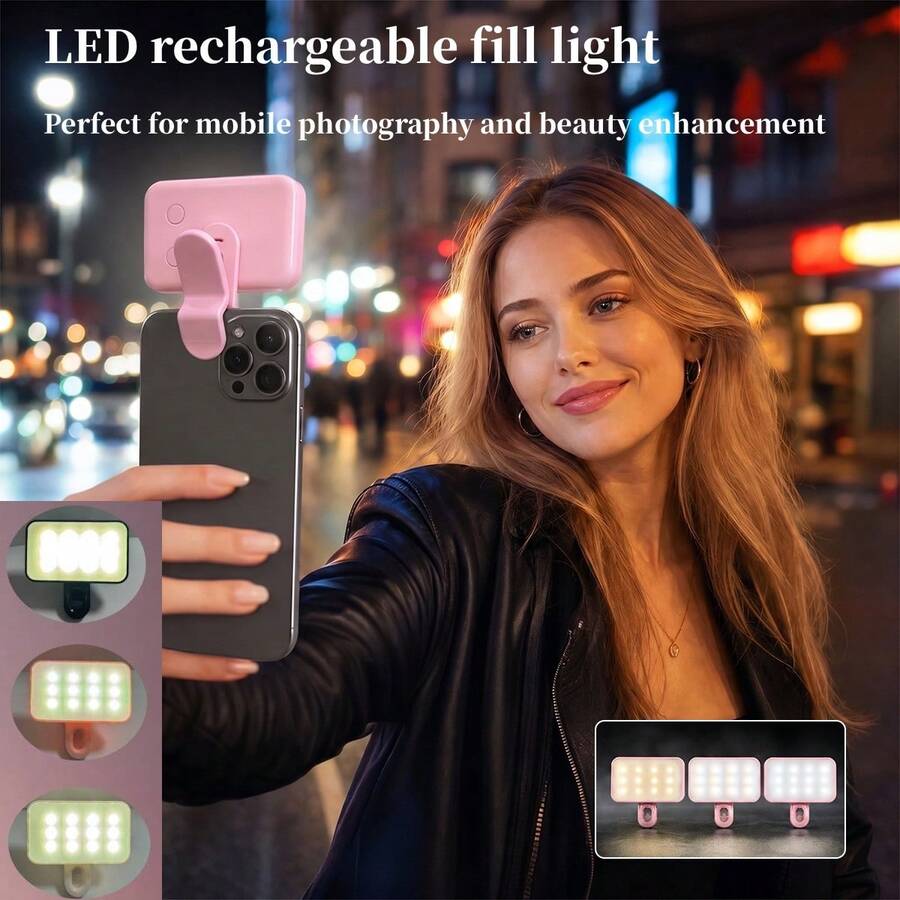 Fill-lights 便攜式迷你夾式自拍補光燈 LED 補光燈，適用於手機、電腦、化妝、Zoom 會議、直播、Vlog、自拍和視訊通話，聖誕裝飾、房間裝飾、家居裝飾、節日禮物，250mAh