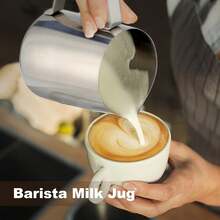 Milk Frothing Pitcher,Milk Steaming Frother Cup,Barista Cappuccino Latte Art Milk Jug With Decorating Pen,Stainless Steel Espresso Coffee Bar - White - View 7