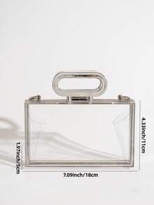 Fashionable Elegant Evening Transparent Box Handbag - Clear - View 10