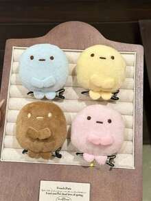 4pcs/1pc Cute Plush Round Cartoon Crocodile Hair Clips, Soft Cute Solid Color Bangs Hair Clips, Sweet Girl Daily Hair Accessories - Multicolor - View 14