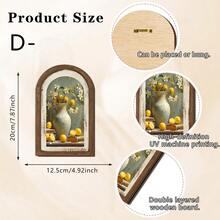 1/4pcs Arched Wooden Sign Rustic Style Wooden Yellow Lemon Art Desktop Decor Wall Hanging Ornament, Suitable For Kitchen Dining Room Farmhouse Home Vintage Kitchen Decoration - Lemon - View 12