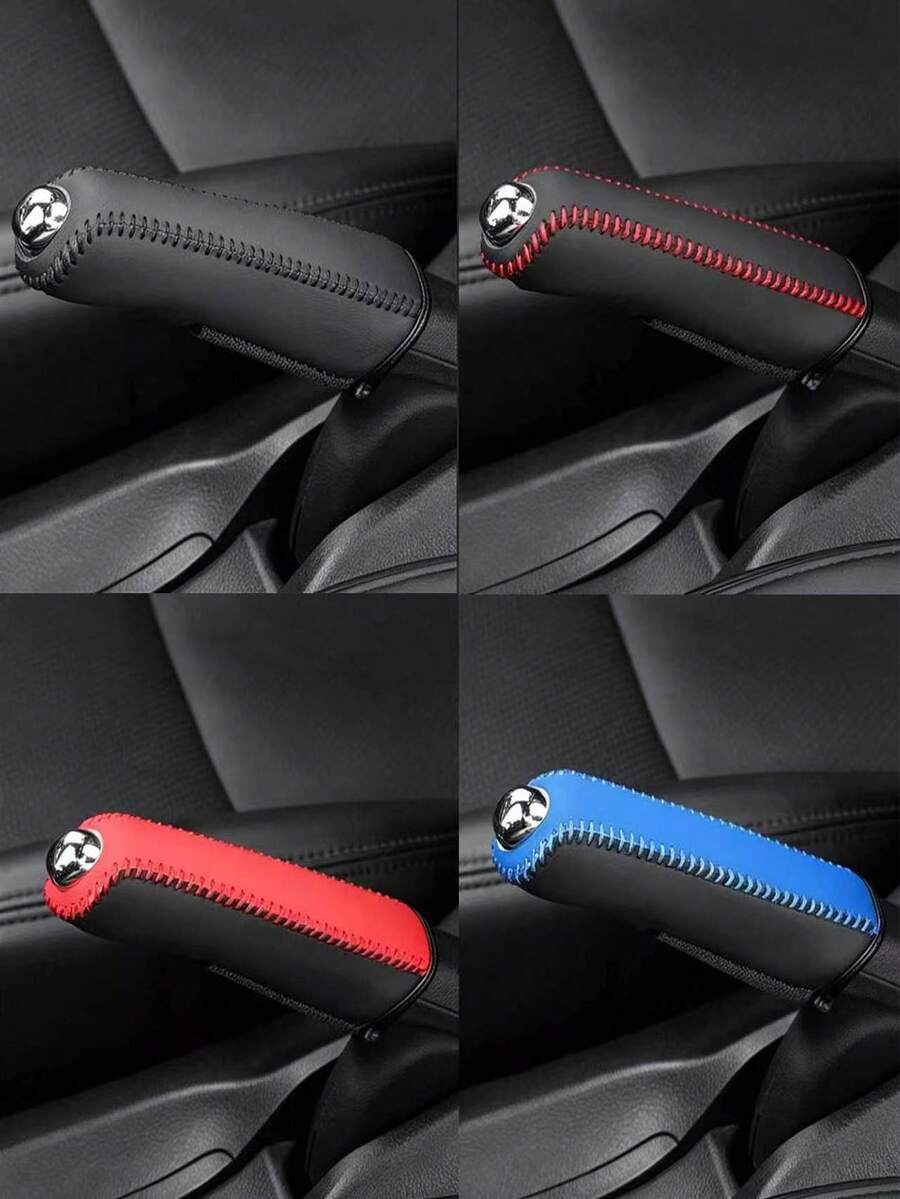 Car PU Leather Handbrake Cover Protector, Handbrake Protector, Car Interior Accessory,Car Accessories,Car Accessories For Women,Car Decor,Car Accessories For Men,Car Decorations - A - View 1