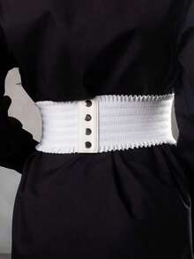 1pc Women's White Wide Elastic Waistband Corset Belt Lace Mesh Sexy Waist Cincher Accessory Suitable For Halloween Party Or Daily Wear - White - View 5