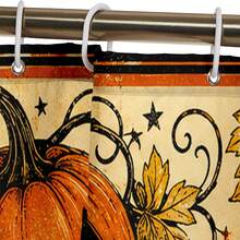 1pc/4pcs Halloween Vintage Beige Ghost Bat Pumpkin Multi-Function Bathroom Decor Shower Curtain Set, Free 12 Hooks, Premium Holiday Atmosphere, Bathroom Mat, U-Shaped Rug And Round Toilet Lid Cover, Suitable For All Scenes Decoration Bathroom Set - Pumpkin Ghost - View 5