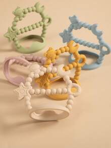 1pc Cute Silicone Baby Teether Wrist Teething Toy With Textured Massage Nubs Anti-Drop Infant Teether Baby Shower Gift For 0-12 Months Babies - 多色 - 查看 8