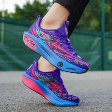 1 Pair Men's Sports Shoes With Personalized Graffiti Print Running Shoes - Purple - View 8