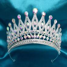 1pc Water Drop Geometric Pattern Bohemian Zinc Alloy Princess Bridal Crown, Suitable For Birthday Gift, Cosplay, Wedding - Gold - View 10