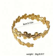 1pc Elegant Creative Versatile Niche Design Exquisite Flower Arm Cuff Suitable For Daily Wear For Women - Gold - View 5