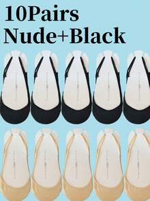 5/10 Pairs Women's Summer Breathable Half-Ankle Boat Socks, Ultra-Short Thin Invisible Socks For High Heels And Low-Cut Shoes - Multicolor - View 8