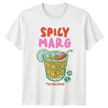 Unisex Spicy Marg Extra Spicy Cocktails T-Shirt For Men And Women, Graphic Top - White - View 1