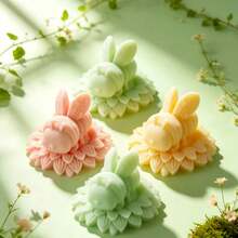 1pc Fat Bee On Flower Silicone Mold, Cat Owl Scented Candle Plaster Decor Ornament Silicone Mold - White - View 3