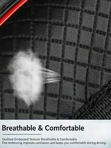 1pc PU Splicing Anti-Slip Wear-Resistant Breathable Sweat-Absorbing Car Steering Wheel Cover, Fits 14.5-15 Inch Diameter Steering Wheel, All-Season Universal, Odorless Decorative Steering Wheel Cover - Split Handlebar Grips - View 3