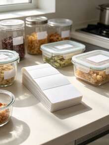 100 piezas Etiquetas de papel para alimentos en blanco, impermeables y autoadhesivas, pegatinas para cocina y despensa para frascos - 60*40 mm - Ver 5