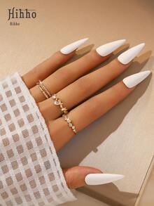 Hihho 3pcs/Set Cincin Berlian yang Dapat Dilepas dan Ditumpuk, Cincin Emas Indah Bentuk Kupu-kupu dan Gelembung Berpilin 3-in-1 - Set Cincin - View 6