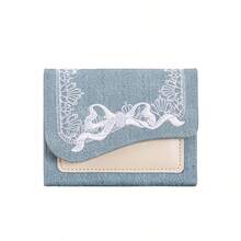 Lace Short Folded Wallet With Multiple Card Slots,Wallet For Women Elegant - Multicolor - View 11