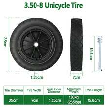 14" Solid Wheelbarrow Tire – 3.50-8 Heavy Duty PU Replacement Wheel With Rim For Garden Trolley, Barrow & Go-Kart - Black Diamond Pattern - View 2