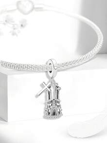 1 PC 925 Sterling Silver Qiqin Itza Pyramid Pendant, Suitable For DIY Jewelry Making Of Women's Bracelets And Bracelets, Daily Outfit Matching - Set 2 - View 4