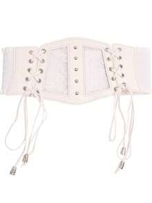 1pc Women's White Wide Elastic Waistband Corset Belt Lace Mesh Sexy Waist Cincher Accessory Suitable For Halloween Party Or Daily Wear - White - View 7
