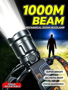 1,000,000 Lumens Ultra-Powerful 18650 Rechargeable High-Power LED Headlight, Suitable For Fishing, Professional Engineering, Waterproof Camping And More - Black - View 3