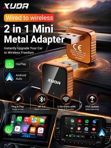 XUDA 新版 CarPlay AI Box Mini Superbox 有線轉無線，無線 CarPlay 與 Android 2合1功能，支援 2.4-5.0 GHz WiFi 5，適用於 99% 配備有線 CarPlay 與 Android 功能的車款 - A - 查看 1