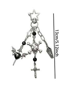 Sweet Gothic Skull Cross Keychain, Vintage Dark Punk Bag Pendant Accessories - Multicolor - View 5