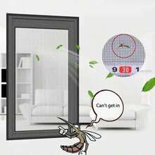 1pc Self-Adhesive Window Screen, Summer Home Invisible Insect Net, Easy To Install - Gray Mesh With White Trim - View 5