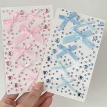 Miếng dán đá rhinestone hình nơ ruy băng satin 3D màu hồng xanh tím đỏ, decal đá rhinestone hình trái tim, đóng gói thẻ riêng lẻ, vật liệu DIY phù hợp làm đạo cụ chụp ảnh, trang trí mặt cho biểu diễn sân khấu, miếng dán kim cương lấp lánh trang trí lễ hội - Bướm  Trái tim - Xem 13