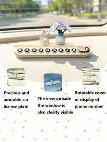 1pc Rabbit Shaped Temporary Parking Phone Number Plate, Concealable Number Plate For Car - Number Plate - View 2