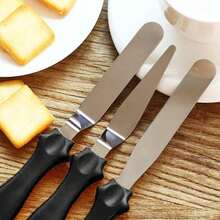 Butter Spatula Set, 3Pcs Stainless Steel, Small Size, Durable Smooth Edge, Pastry Icing Cake Baking Tools - Black - View 8