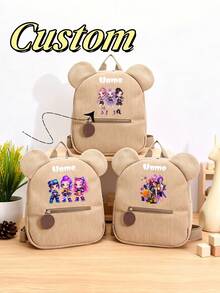 1pc Mini Back To School Personalized Customized Backpack, Casual Versatile K-POP Theme Print, Zipper Closure Nylon Material, Adjustable Shoulder Strap, Hand-Carry, Suitable For School, Shopping, Daily Outings, Outdoor Trips. Birthday Gift. - Multicolor - View 2